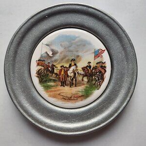 Vintage 1976 Pewter Commemorative Plate – 5.5” Tile Insert